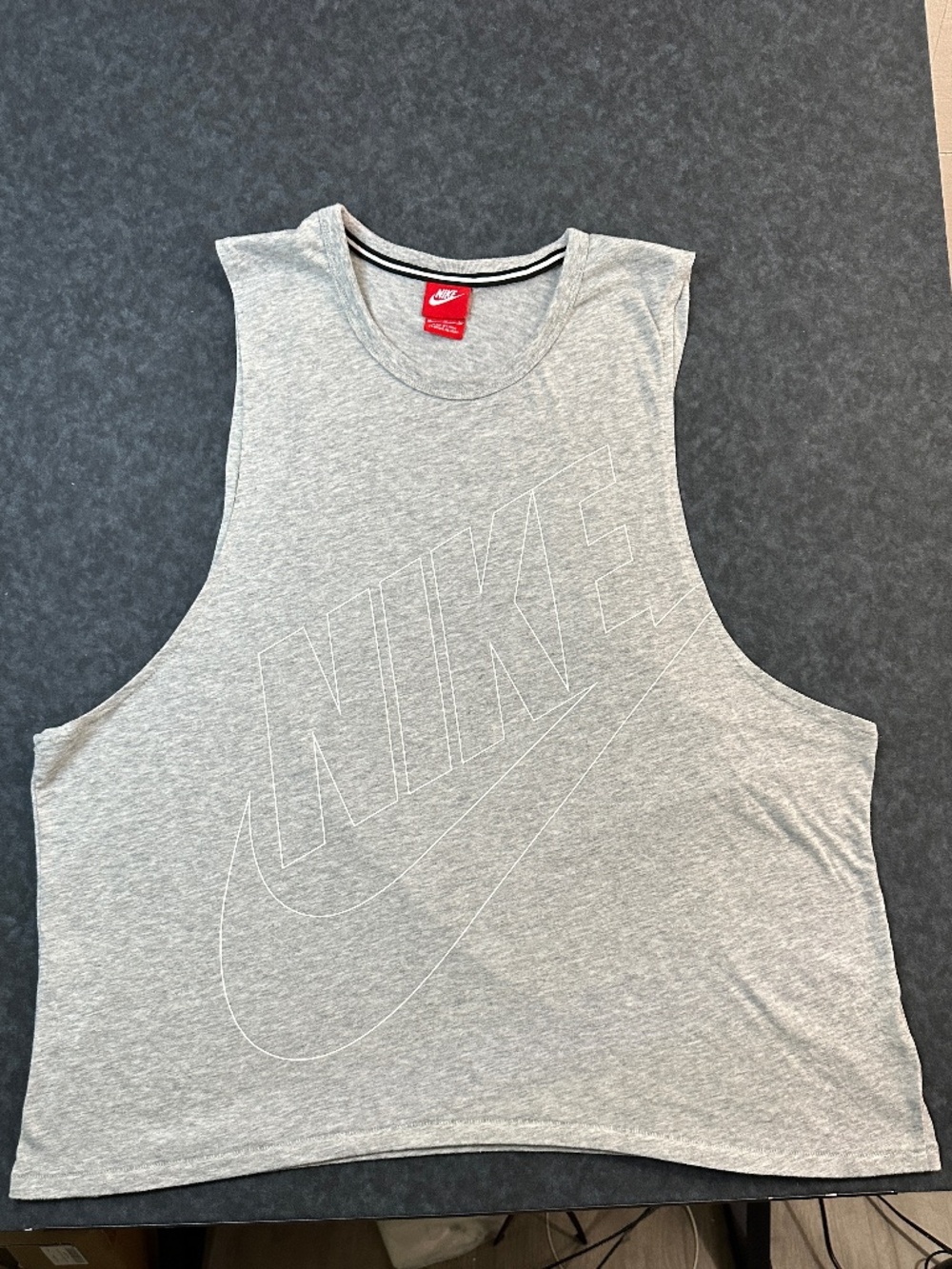Nike Grey Logo Muscle Sleeveless Tank Top Size XL